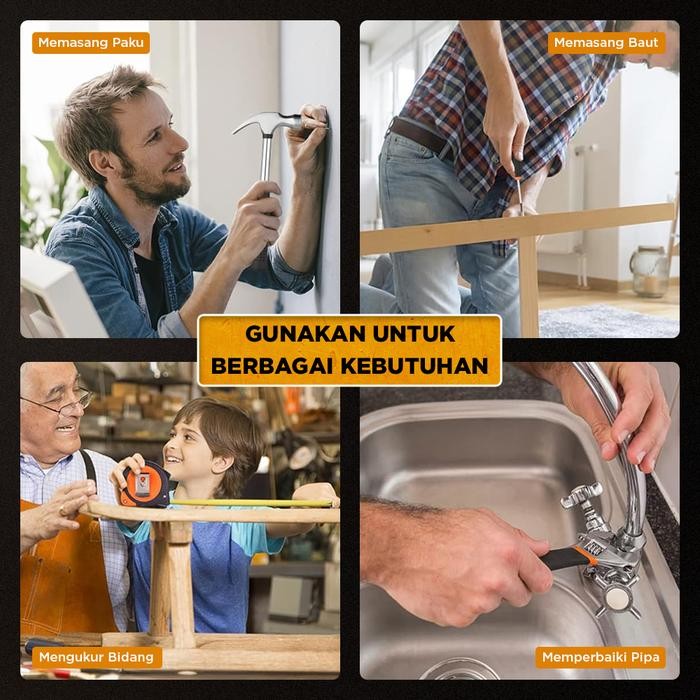 Alat Perkakas Set Obeng Palu Meteran Tang Set alat Petukangan Alat Set Perkakas Tang Palu Obeng with