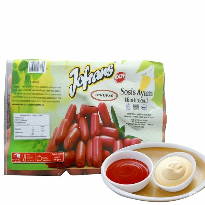 Jofrans Sosis Ayam Mini Cocktail 300gr Isi 30 - Chicken Sausage  Sosis Ayam Kecil Halal Praktis Siap