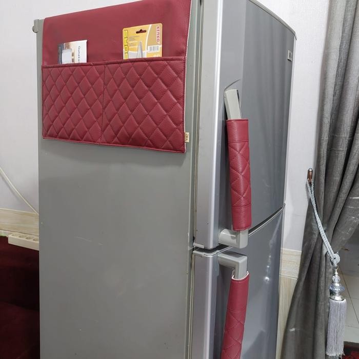 Satu Set Sarung Alas Taplak Kulkas ( 1 Alas + 2 Cover Gagang ) Kulit Promo 