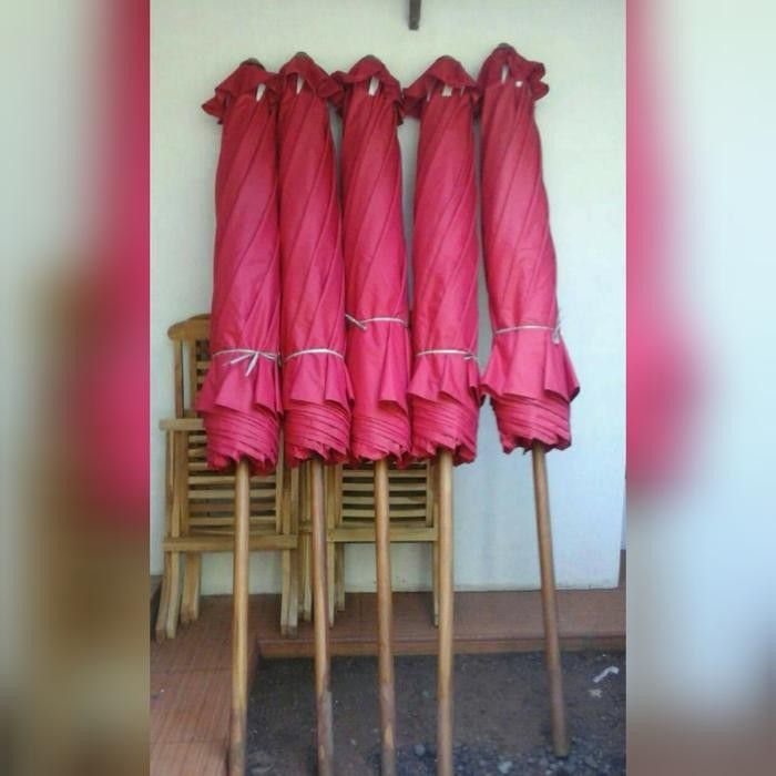 Payung Taman Bahan Kayu Jati Untuk Outdoor Cafe, Pantai, Resto Dll