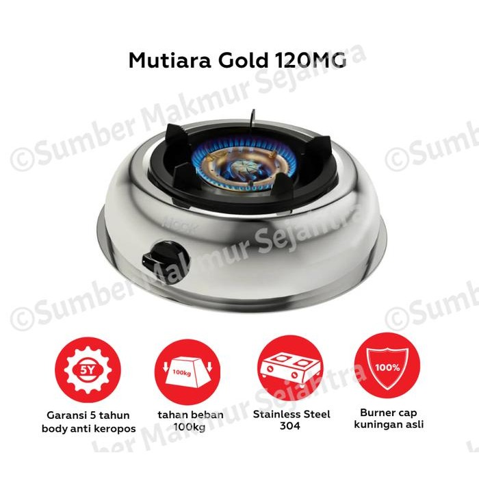 ASLI Kompor Gas Stainless Hock Mutiara Gold 1 tungku - KGB 20MG READY STOCK