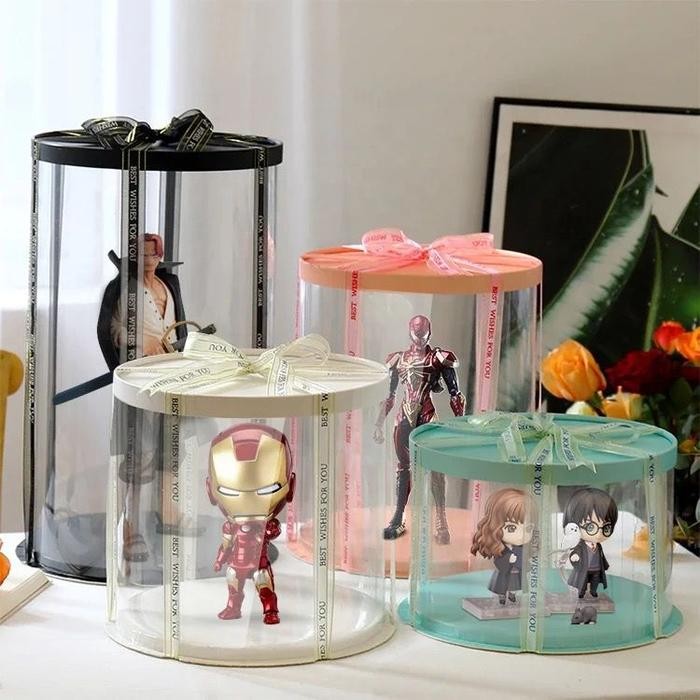 KOTAK KUE MIKA TRANSPARAN BENTUK LINGKARAN CAKE BOX DIAMETER 30 CM