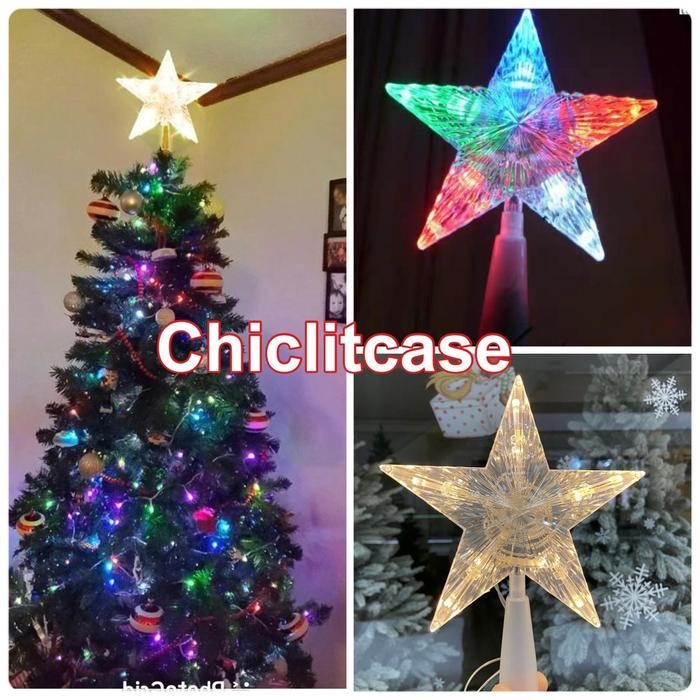 Hiasan ujung pohon natal / bintang pohon natal / bintang LED natal