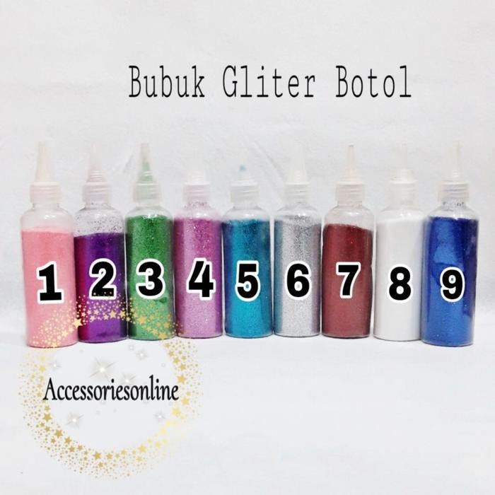 evnc- Bubuk Gliter Botol / Taburan Bubuk Gliter Warna-Warni