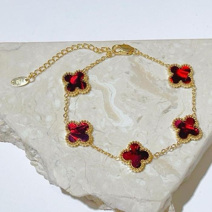 ksl9- Klover Gelang Titanium Redblack Anti Karat Anti Luntur Kait Lobster Emboss 750 Gelang