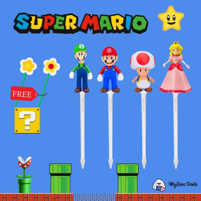 Super Mario Food Picks Tusukan Bento Princess Peach Garpu Bento Terlaris