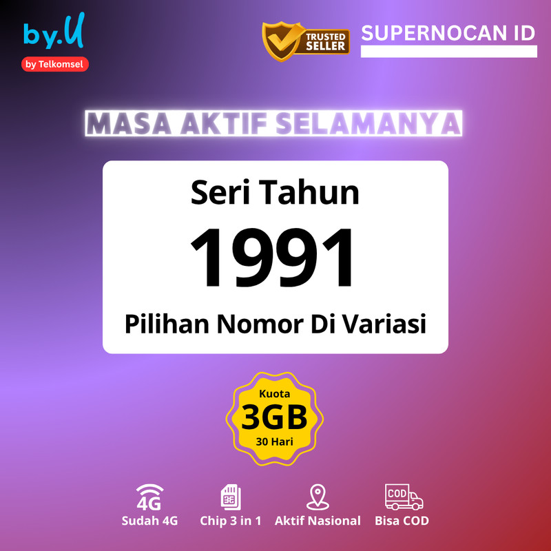 NOMOR CANTIK BYU EKOR TAHUN 1991 -  NOMOR CANTIK TELKOMSEL BYU | BY.U | BAYU | B.YU EKOR TAHUN 1991 