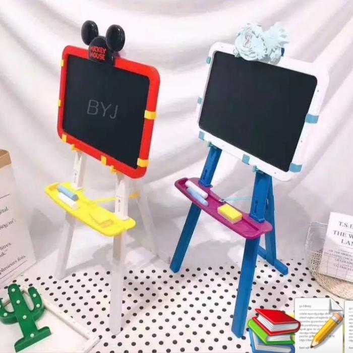 Terlaris [capt] Mainan Edukatif Anak Stand Papan Tulis 2 Sisi & Puzzle Balok Magnet - Learning Easel