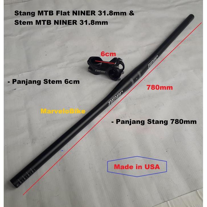 Handlebar Flat Stang Sepeda Mtb Flat 31.8Mm Niner Stem Mtb 31.8Mm Niner
