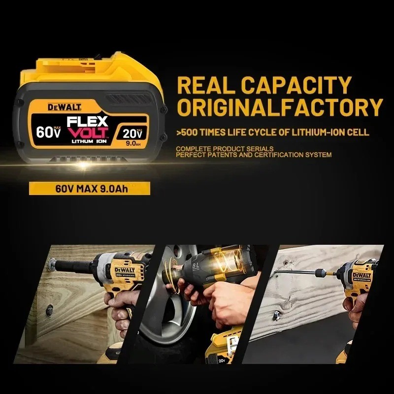 Original Dewalt 60V/20V Battery, 5AH 6AH 9AH Dewalt Battery, DeWalt DCF DCD DCG DCS DWE Series Power