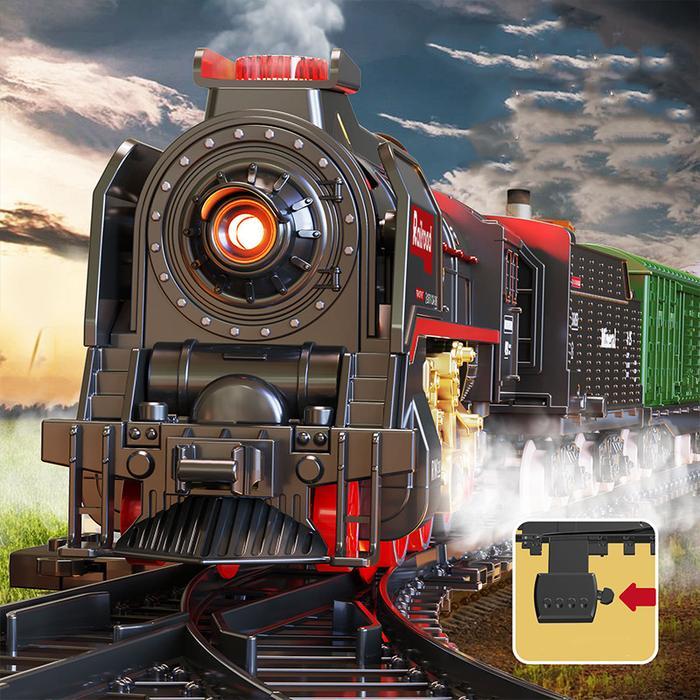 kereta api anak anak Set Mainan Jalur Kereta Uap Retro Model Mainan Jalur Kereta Listrik Simulasi