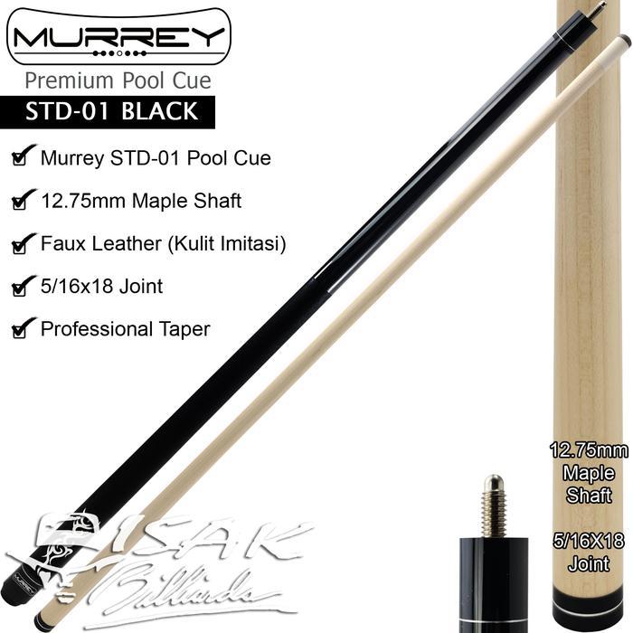 Murrey Std-1 - Maple Pool Billiard Cue Stick - Stik Biliar - Hitam