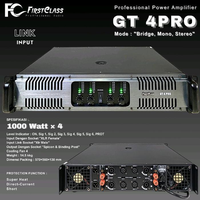 Professional Power Amplifier Firstclass 4 ChannelGT 4 PRO | Power 1000 Watt × 4 GT 4PRO