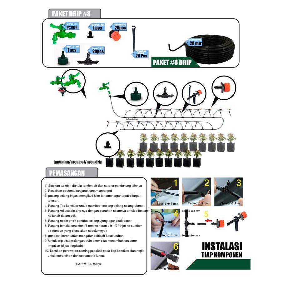 Jirifarm Paket #8 Drip Irigasi 20 Pot Drip Putar Keran Kran Selang -Gratisongkir