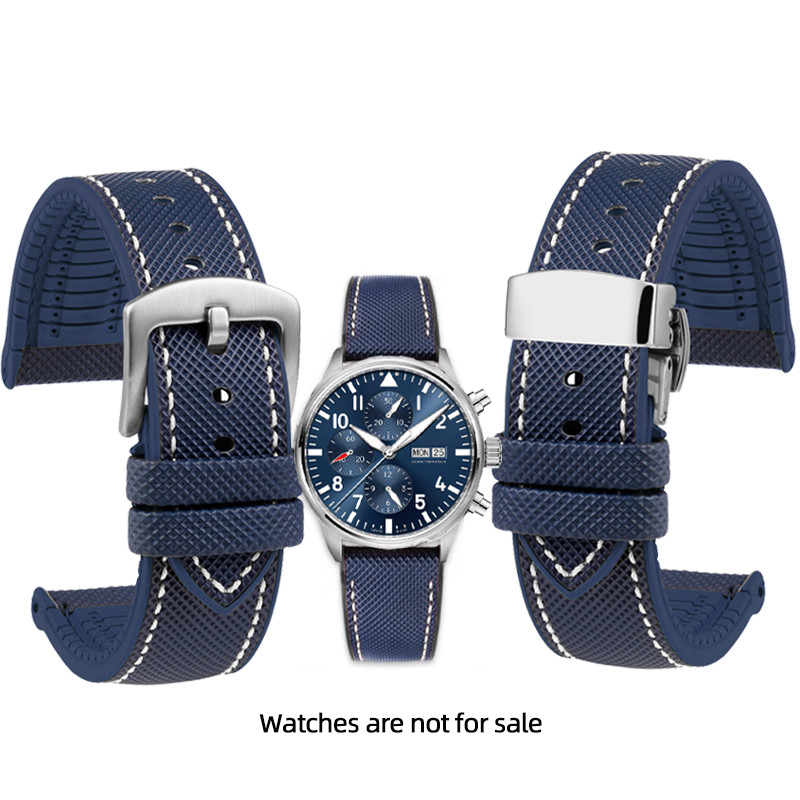 High-quality rubber strap for IWC Pilot Mark 18 Portuguese Tudor Breitling Nylon Rubber Bottom
