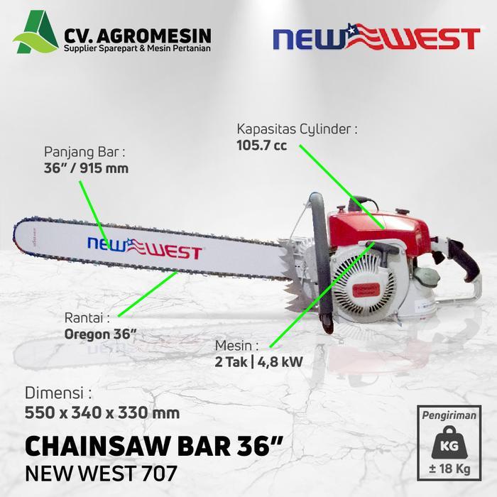 NEW WEST 707 CHAINSAW PLUS BAR POLOS 36" GERGAJI MESIN 36 INCH PROMO TERMURAH