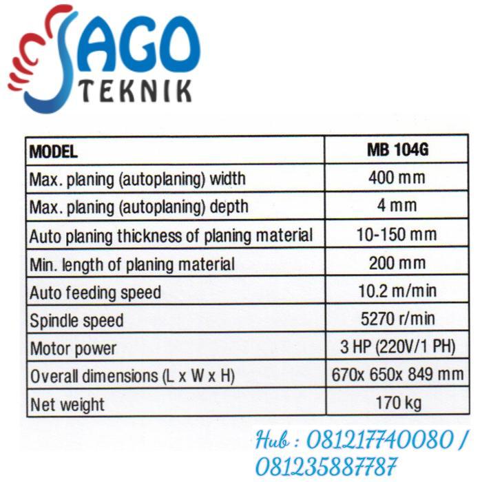 Premium Mesin Planer 16 Innch / Mesin Serut Kayu Mb 104G Oscar / Mb104 G Termurah