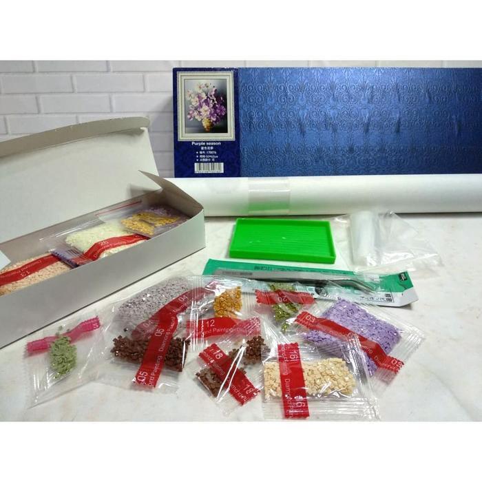 Paket Diamond Painting DOME 170076 Bunga Flower Ungu Purple