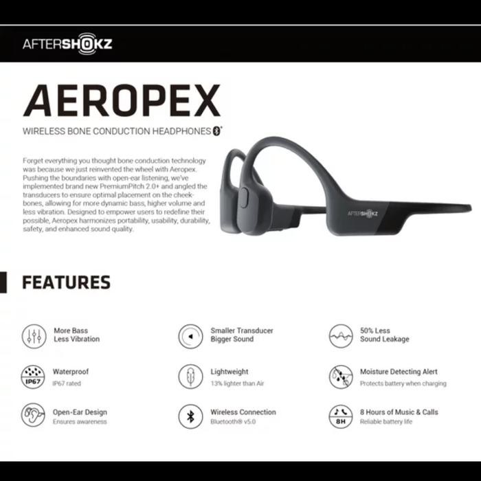 AFTERSHOKZ AEROPEX WIRELESS BONE CONDUCTION HEADPHONES