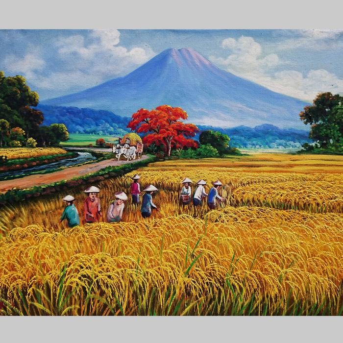 Khusus Grab Lukisan Pemandangan Desa Berkualitas