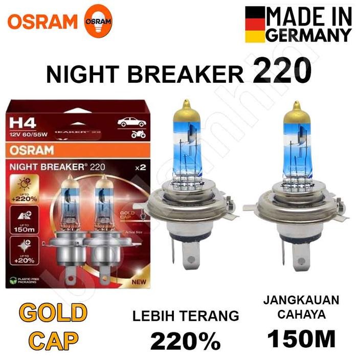 LAMPU MOBIL OSRAM NB220 NBR220 GENERATION H4 HILO +220% GERMANY