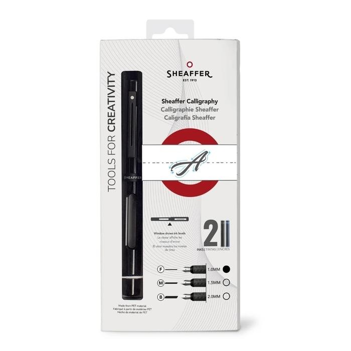 Sheaffer Calligraphy Matte Black Fountain Pen With Black Cap And Matte Black Trim In Hangsell - Fine