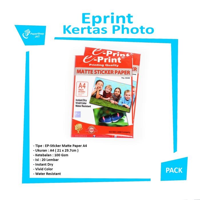 

Pilihan- E-Print Sticker Matte Paper / Kertas Sticker Matte / Doff A4 100Gsm