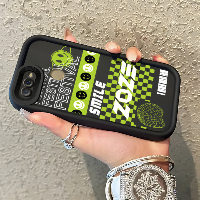 Casing Hp OPPO A7 OPPO A5s OPPO A12 OPPO A12S A11k Case Casing tas wajah tersenyum pola HP Kasing Si