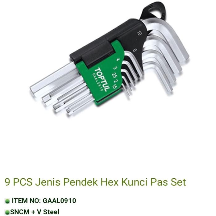 Kunci L Short 9Pc Toptul Gaal0910