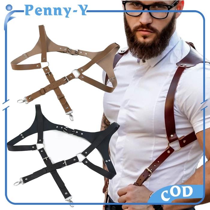 Suspender Kulit Pu Leather Suspender Bretel Suspender Backpack