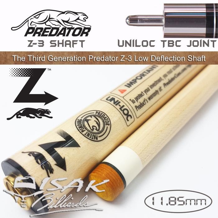 Predator Z-3 TBC Shaft - Uniloc Low Deflection Billiard Stick Biliar