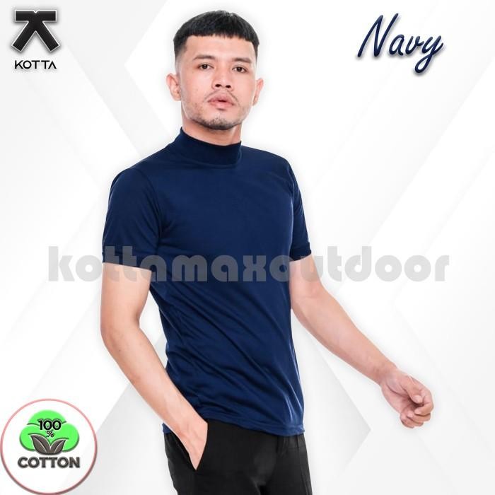 Kaos Kerah Tinggi Turtleneck Pria Wanita Kaos Leher Tinggi Polos
