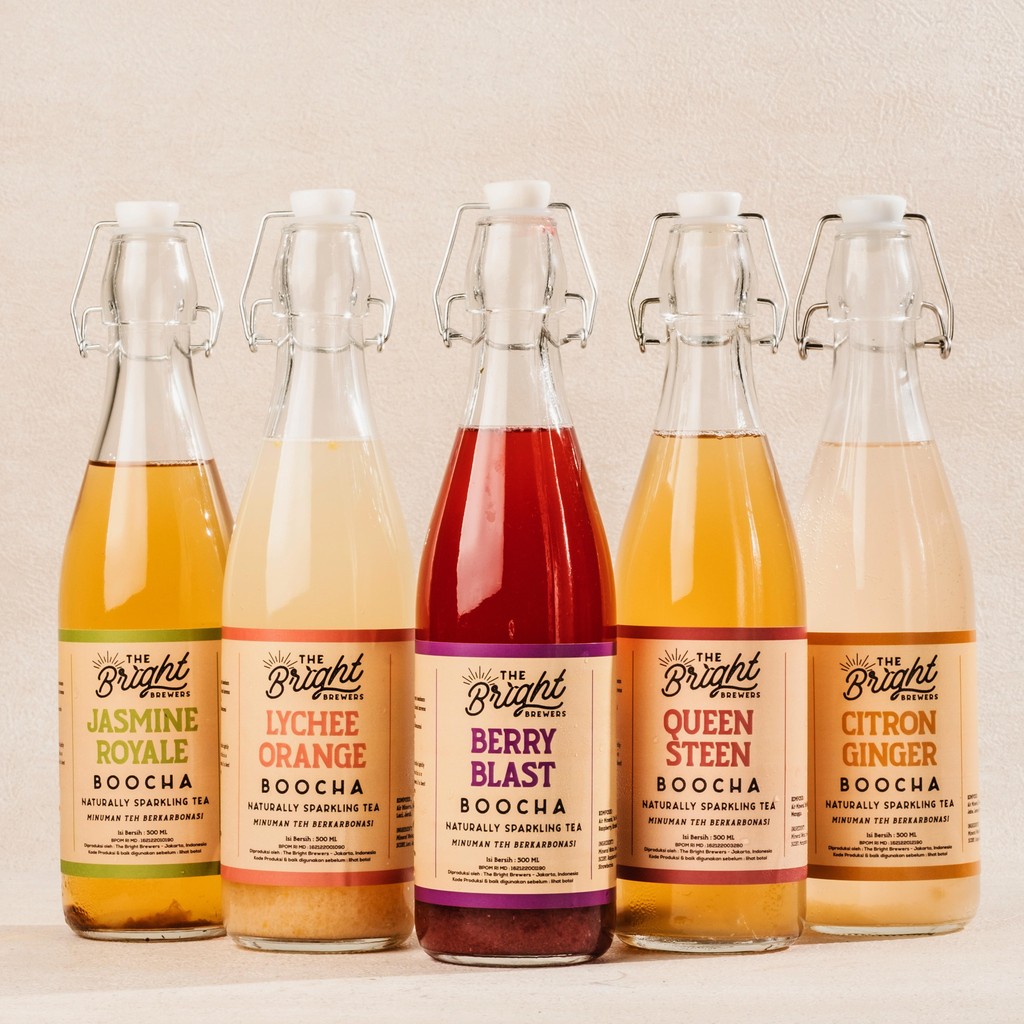 Kombucha Paket Mix Bundle 5 Botol - Sparkling Tea Drink 500 ML