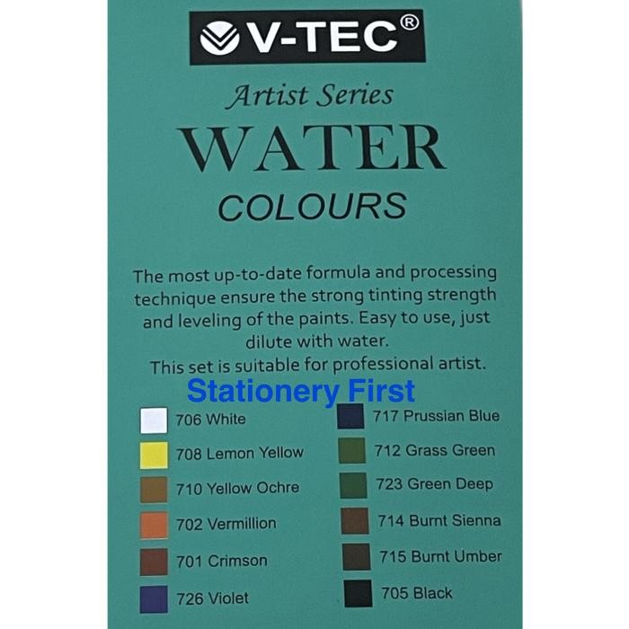 

Melayani Faktur Pajak! Vtec Water Colour / Cat Air V-Tec 12 Warna X 6Ml Per Set