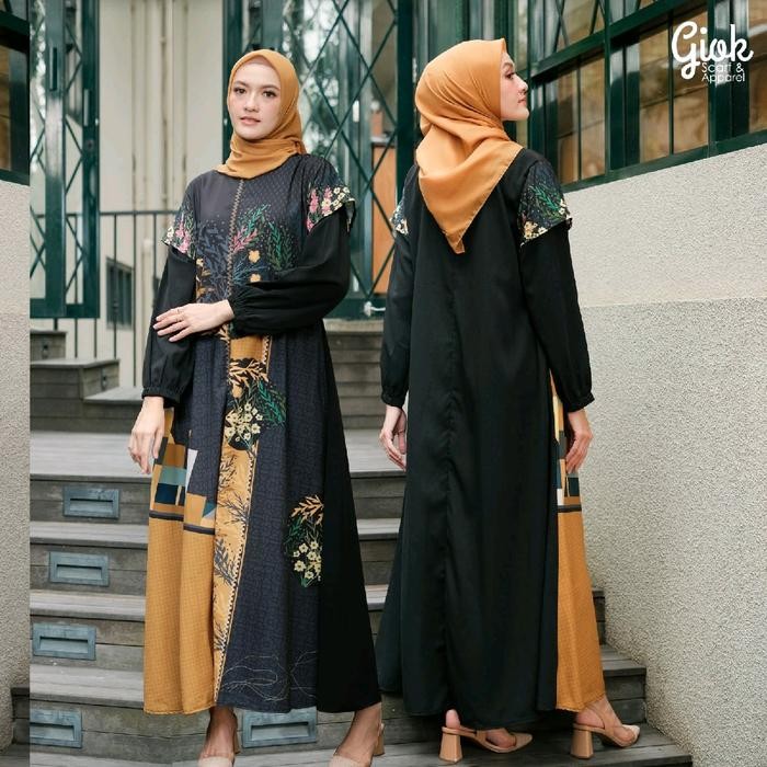 Pilihan- Serenade Dress Polos/Print By Giok Apparel Motif Gamis Printing Wanita Cantik Lembut