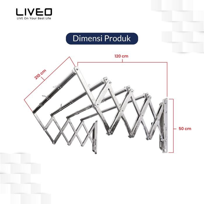 Jemuran Dinding Baju Stainless Steel Liveo LV399 Jemuran Lipat Gantung