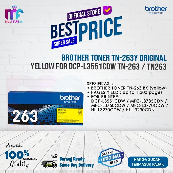 Pilihan- Brother Toner Tn-263Y Original Yellow For Dcp-L3551Cdw Tn-263 / Tn263