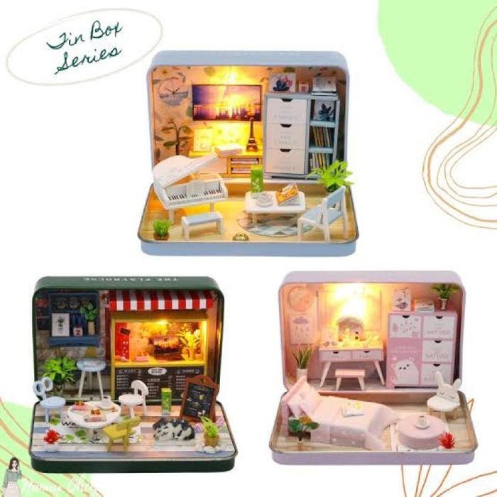 Mainan Rumah Boneka Mini Doll House Tin Box Rumah Boneka Dalam Box