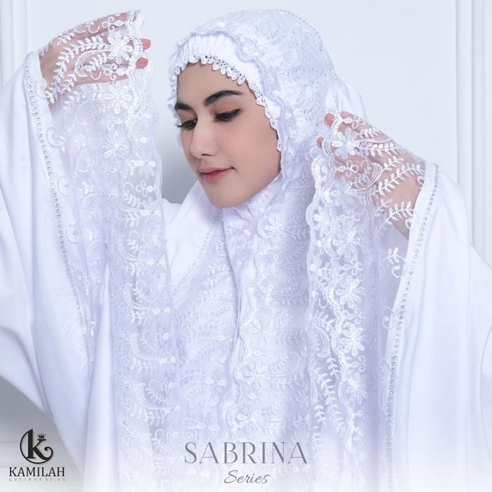 Pilihan- [Beli Lokal] Mukena Dewasa Putih Umroh Haji Sabrina Renda Mewah Swarowski Jumbo Atasan