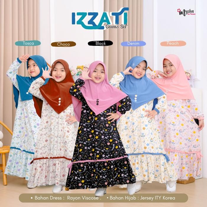 Pilihan- Gamis Anak Perempuan Izzati Set Hijab Untuk 2-11 Th By Mysha Kids Muslimah Baju Muslim