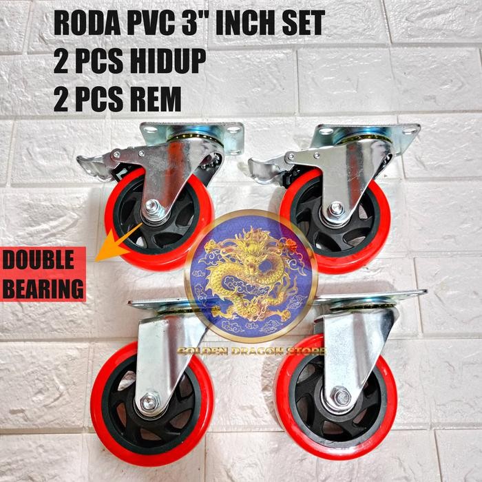 Ready 1 SET Roda 3" inch / Roda 3" inch 2 HIDUP, 2 REM