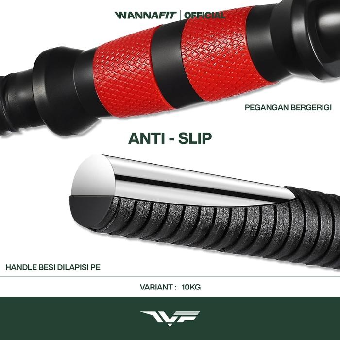 setia WANNAFIT Barbell / Dumbbell Set 10kg Dumbel Barbel 10 kg Lepas Pasang + Connector Alat Latihan