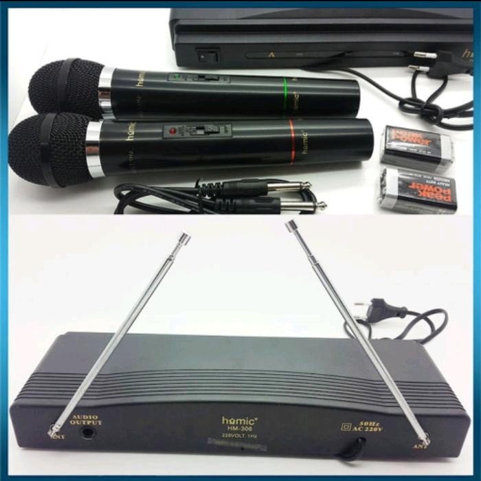 Ready Mic Homic HM-306 Double Microphone/Mic Tanpa Kabel/Microphone Wireless