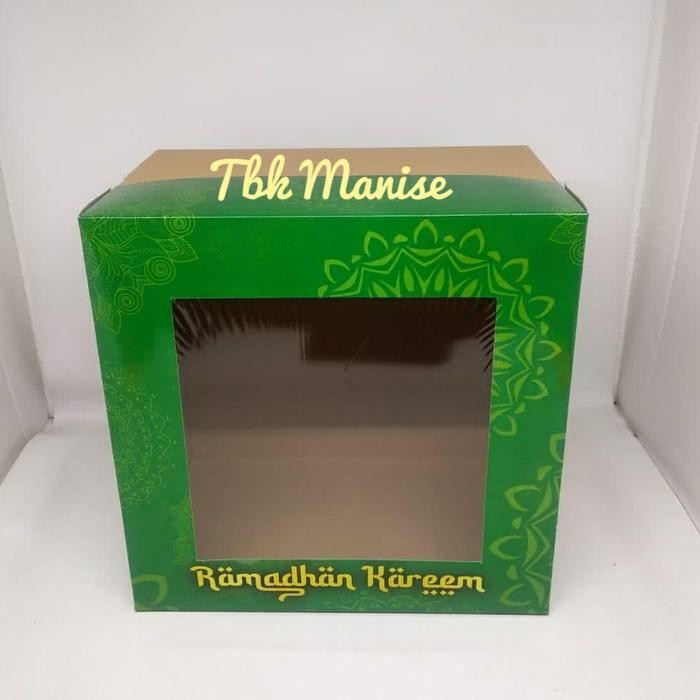 Dus Kue Lebaran Hijau Mika 25x25cm / Box Kue Idul Fitri / Cake Box
