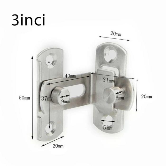 New Grendel Sudut Kait Pintu Geser / Slot Pintu Jendela Stainless Steel
