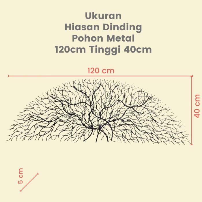 Dekorasi Hiasan Dinding Pohon Besi Metal 120cm