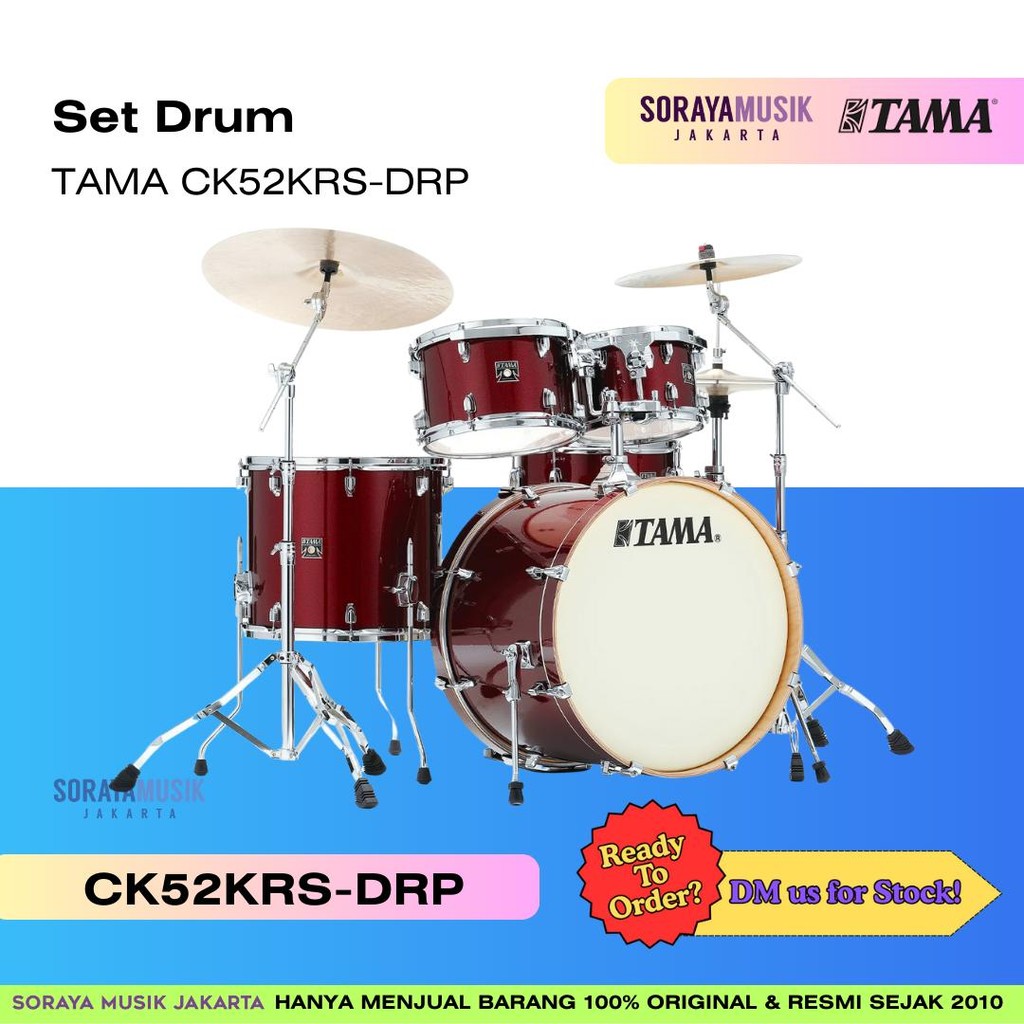 TAMA CK52KRS-DRP Superstar Classic Maple 5-Piece Drum Shell Kit, Dark Red Sparkle