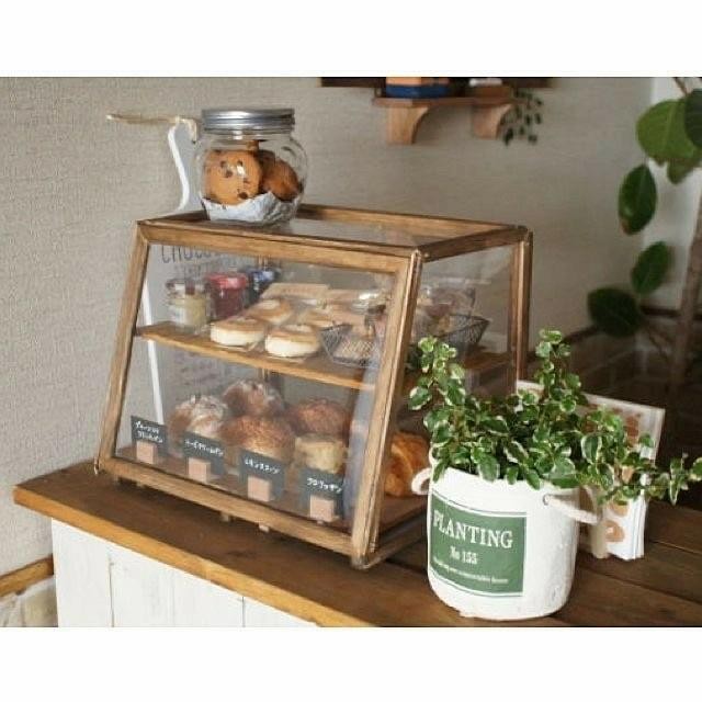 Ready Etalase Roti Kue Cafe Resto Warung Food Display Makanan Kayu Kaca Laci