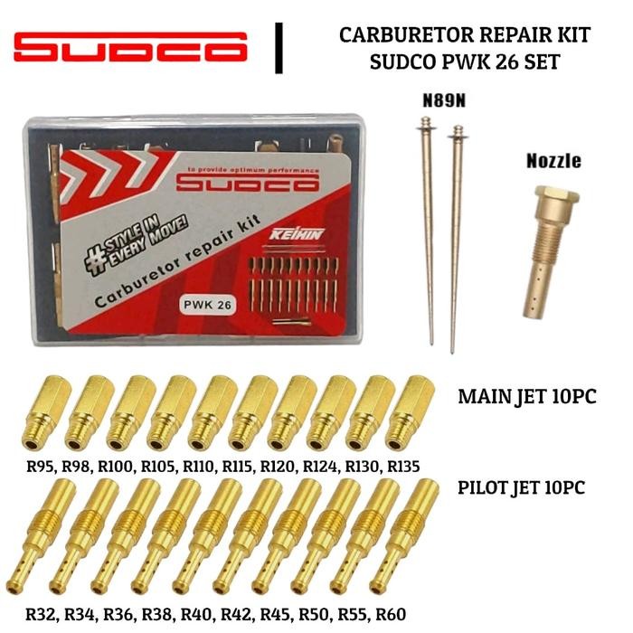 Pilotjet Mainjet SUDCO PJ MJ Pilot jet Main jet Carburetor Carburator Karbulator Karbu PWK 24 PWK 26