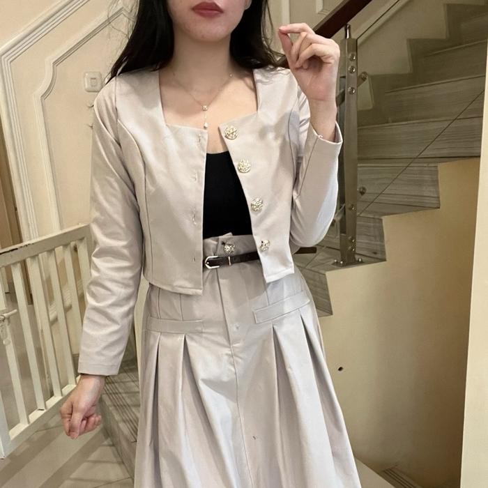 HERFIT sheena set blazer + rok maxi wanita ( set blazer rok panjang )